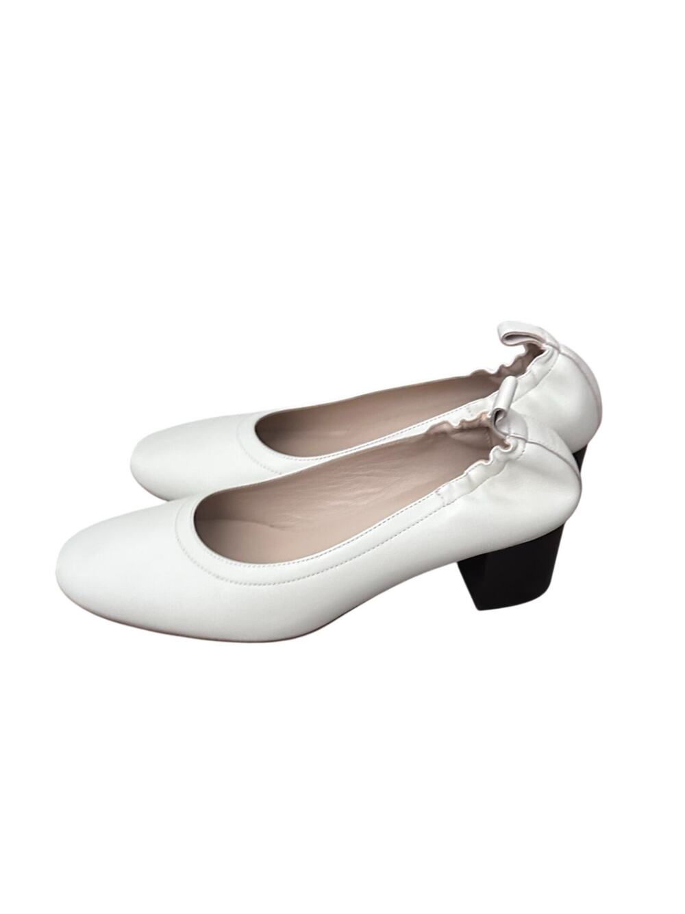 New Everlane The Day Heel Leather Slip On Pump Shoes Cream Size 10 Minimalist